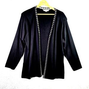 Howard Wolf Cardigan Black XL Vintage 80s Shoulder Pads Open Front